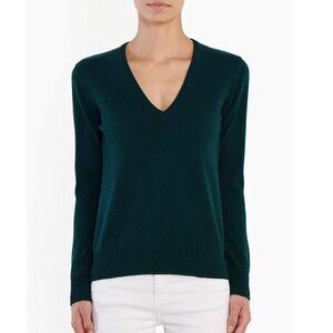 Maison Cashmere Women’s Pure Cashmere V-Neck Sweater, Green, Extra Large , NWT!